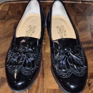 Salvatore Ferragamo Men's Black Tassel Kiltie Loafers 9 1/2 D